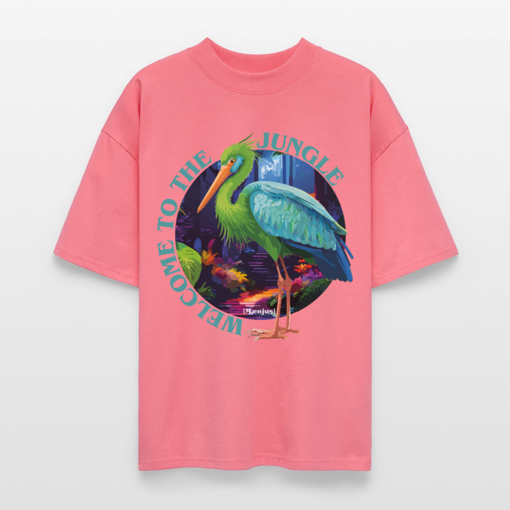 Oversized Unisex T-Shirt mit WELCOME TO THE JUNGLE PRINT - Pink 
