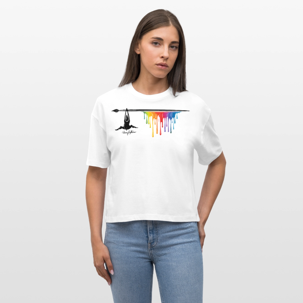 Frauen Boxy Bio-T-Shirt mit MÄNNLE PRINT - Weiß