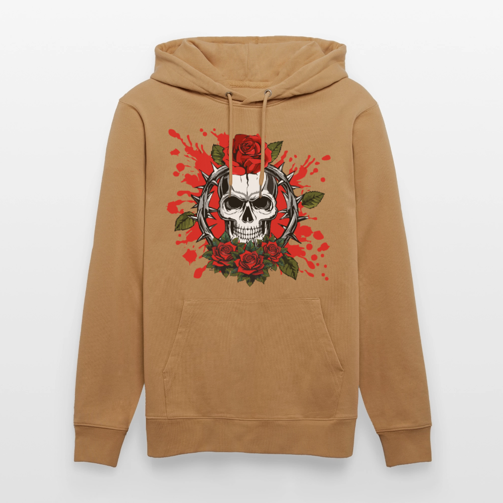 Unisex Hoodie mit ROSENSKULL PRINT - Karamell 