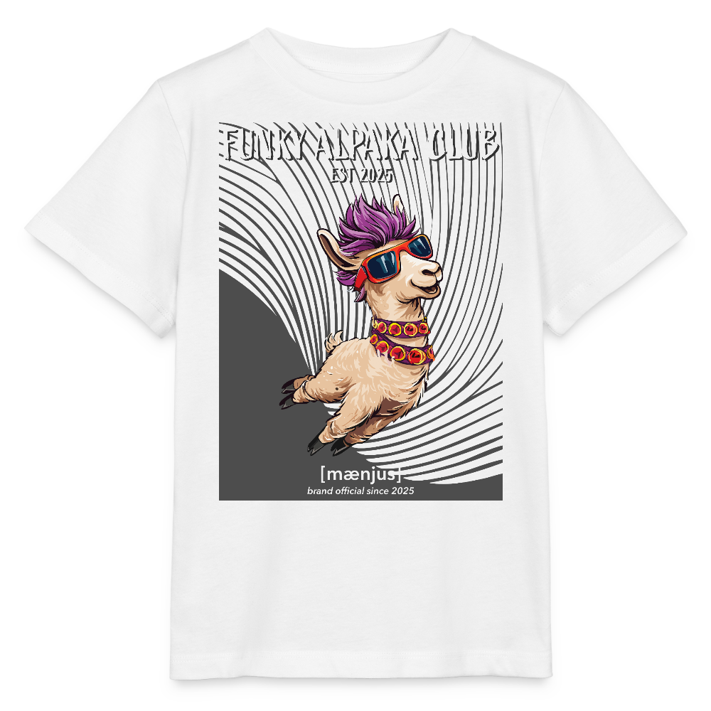 MNJS KIDS Bio T-Shirt mit FUNKY ALPAKA CLUB PRINT - Weiß