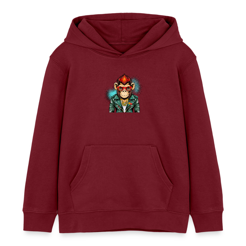 MNJS KIDS Bio-Hoodie mit MONKEY PRINT - Burgunderrot