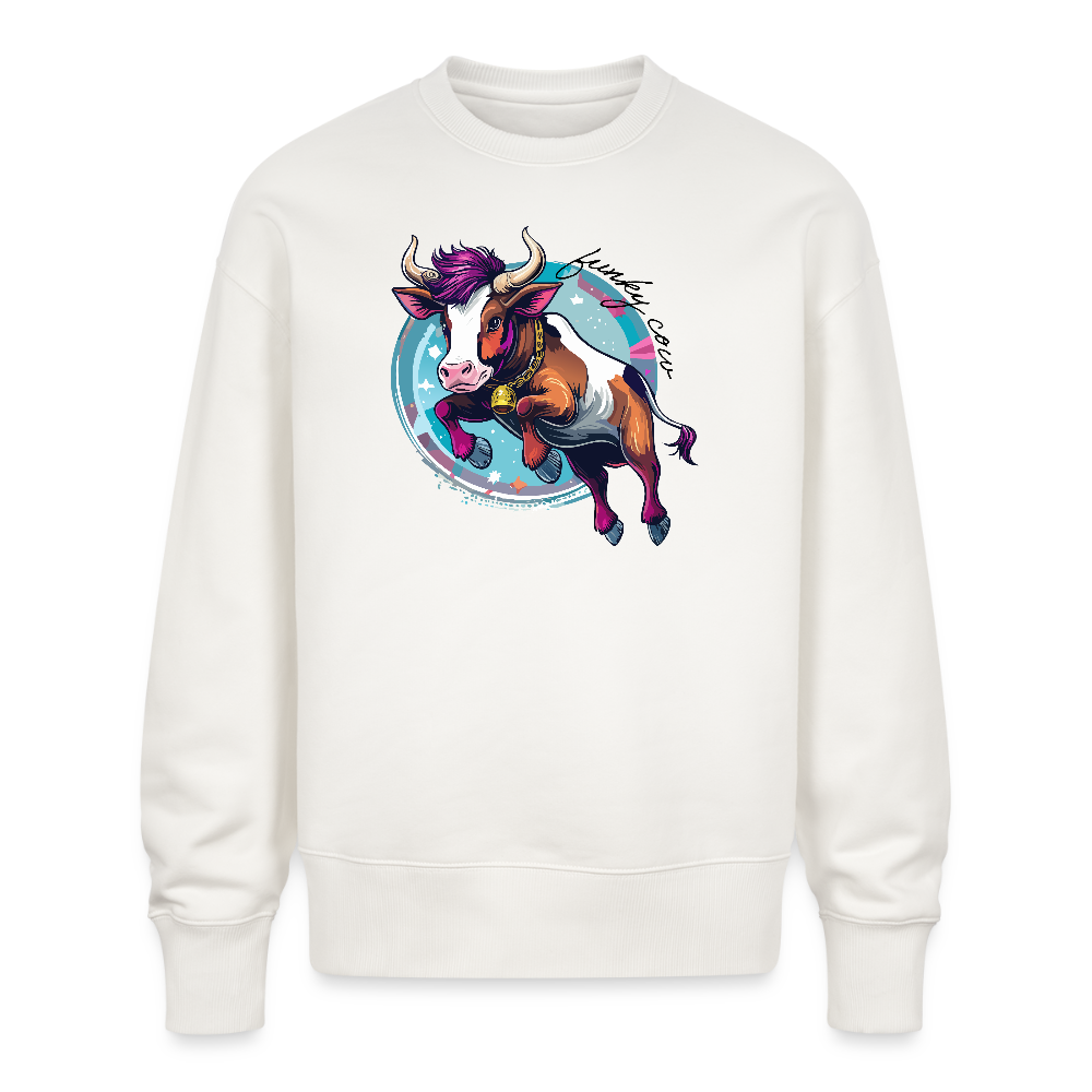 Unisex Oversize Pullover mit FUNKY COW PRINT - OFF WHITE