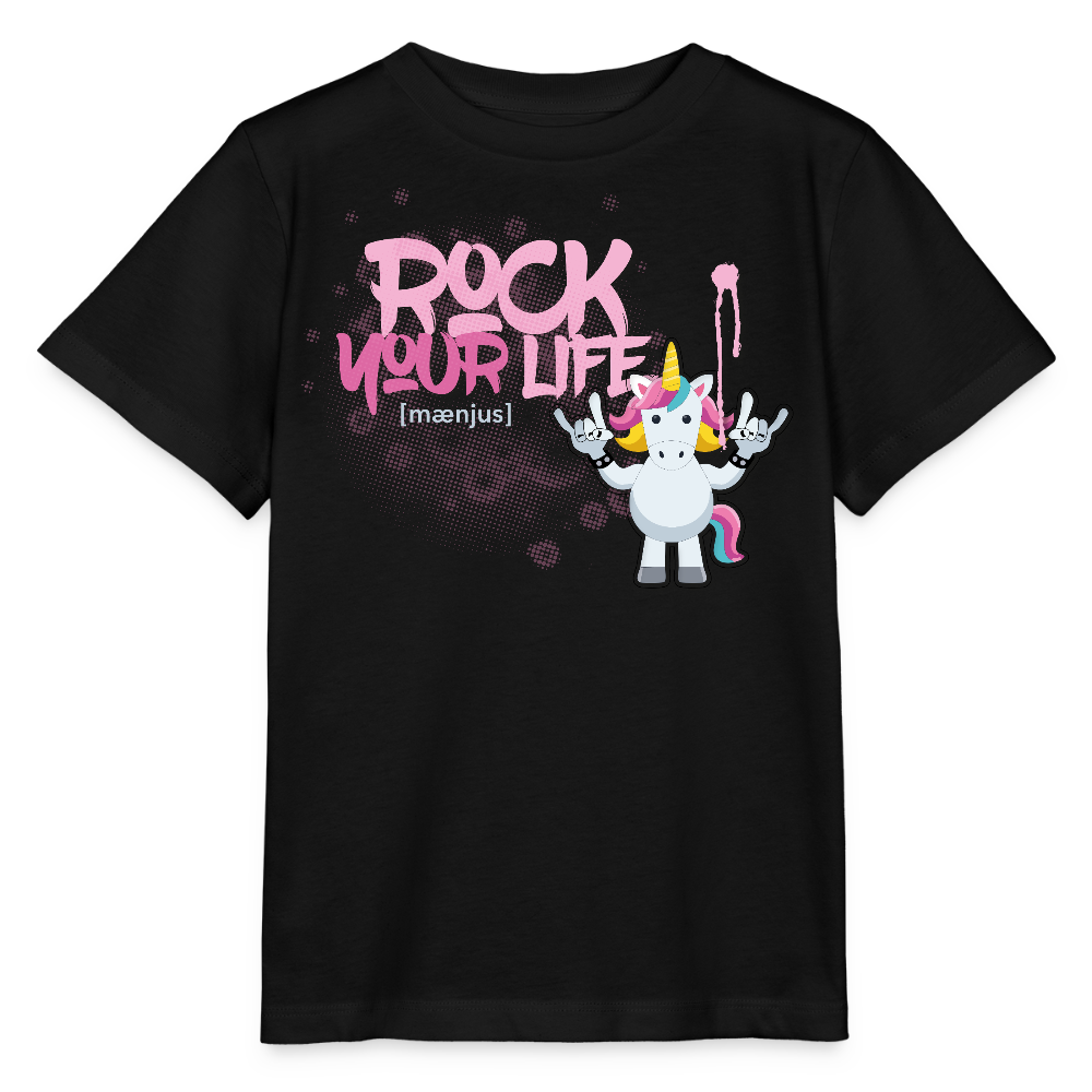 MNJS KIDS Bio T-Shirt mit ROCK YOUR LIFE PRINT - Schwarz