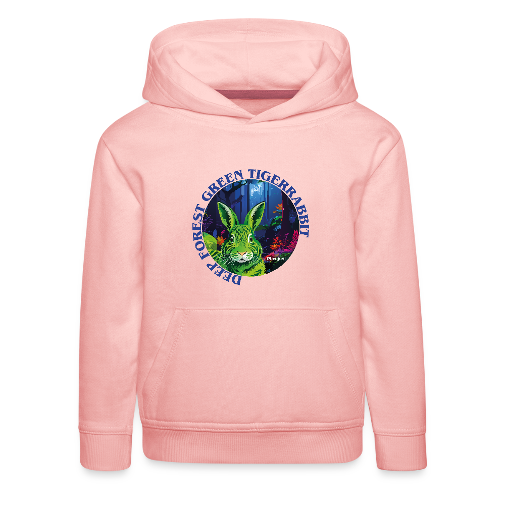 MNJS KIDS Premium Hoodie mit DEEP FOREST GREEN TIGERRABBIT PRINT - Kristallrosa