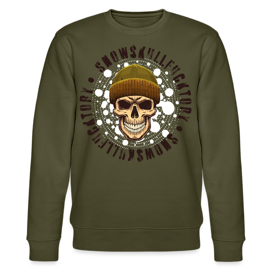 Unisex Bio-Sweatshirt mit SNOWSKULL PRINT - Khaki