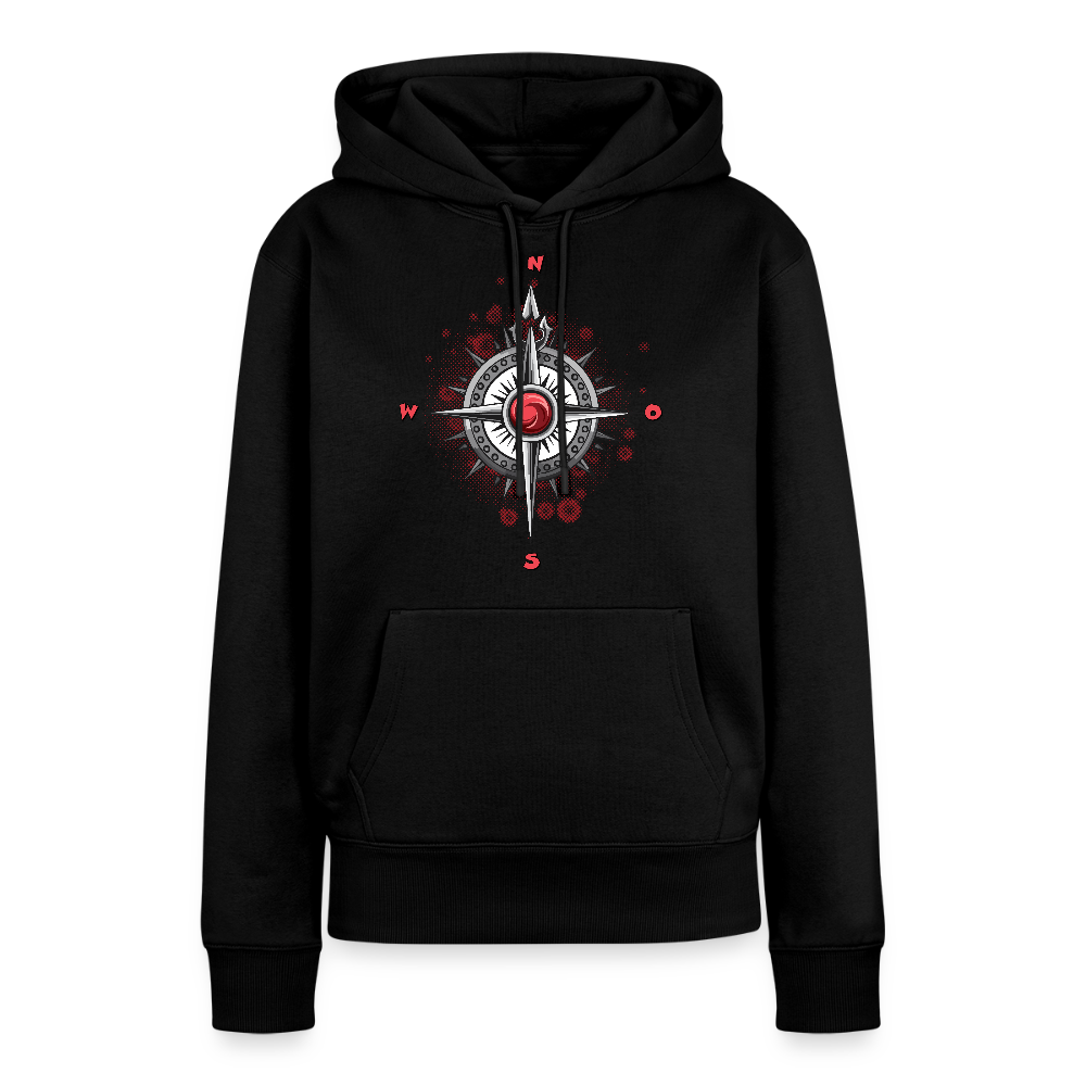 Frauen Premium Hoodie mit WINDROSE PRINT - Schwarz