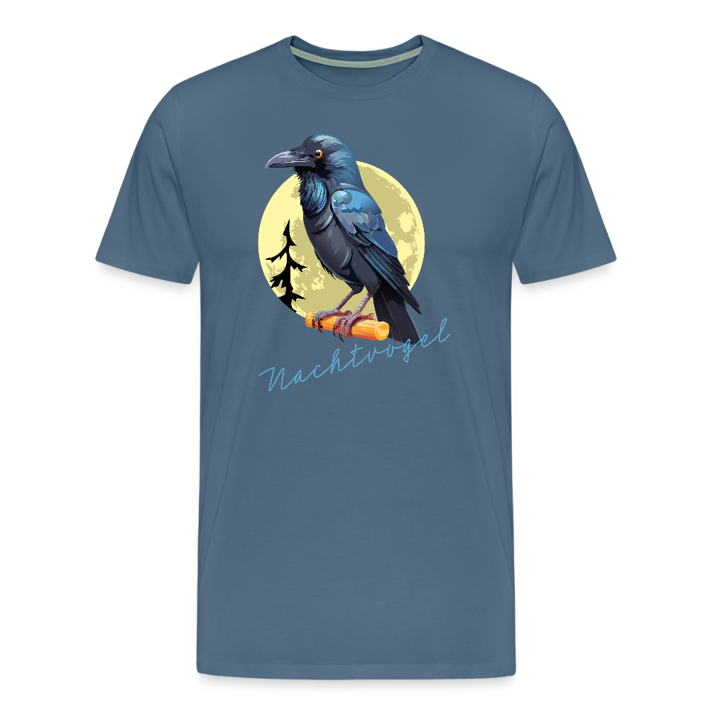 Männer Premium T-Shirt mit NACHTVOGEL PRINT - Blaugrau