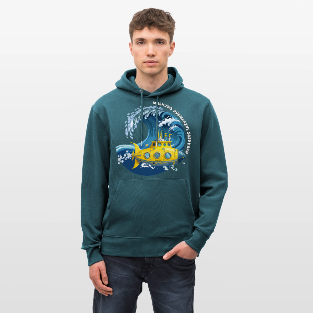 Unisex Bio-Hoodie mit MAENJUS SUBMARINE SHIPYARD PRINT - Dunkles Petrol