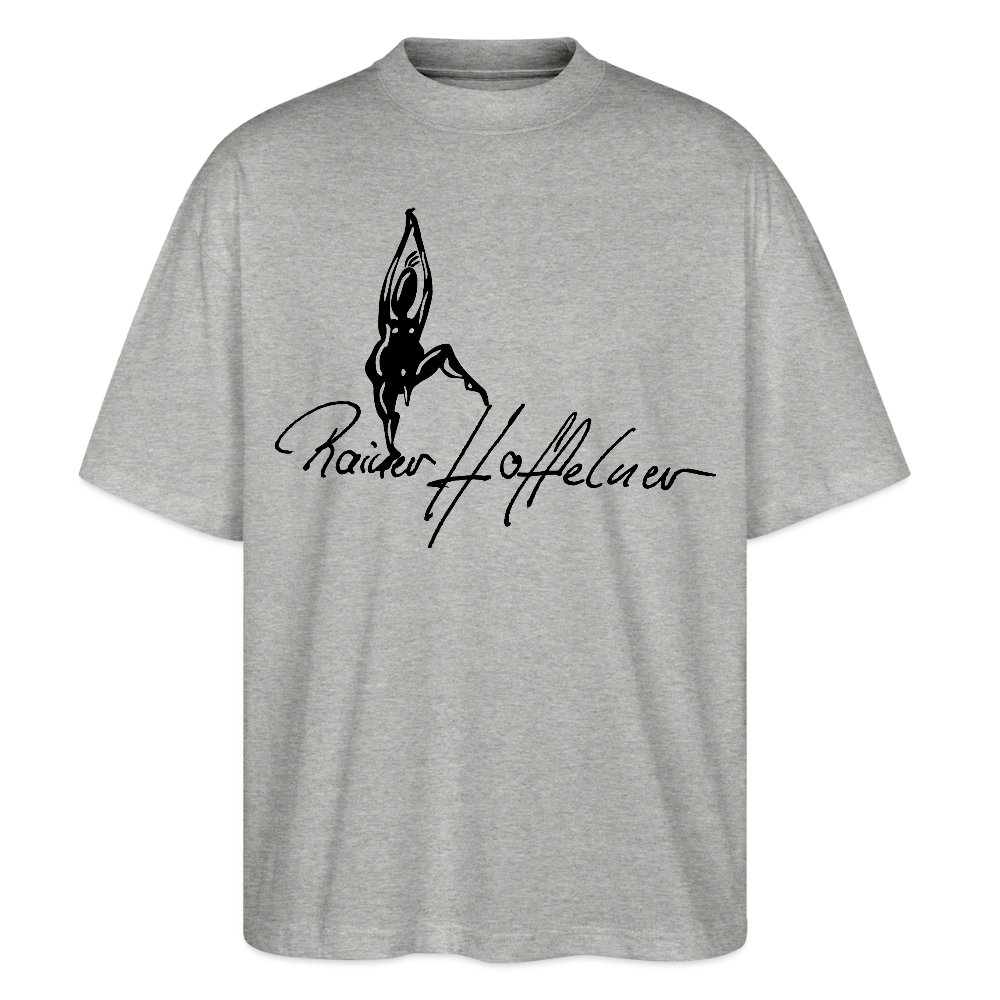 Oversized Unisex T-Shirt mit TUSCHEMÄNNCHEN PRINT - Grau meliert