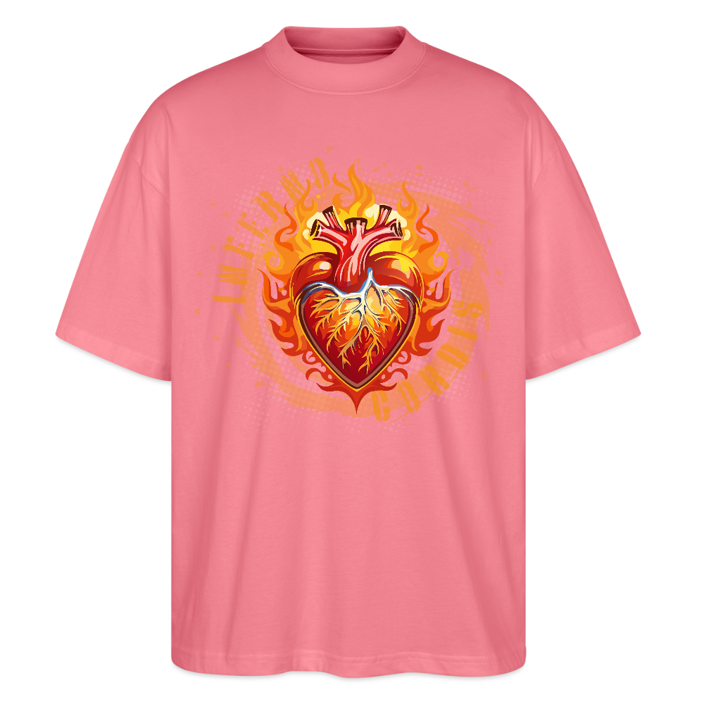 Oversized Unisex Bio T-Shirt mit FEUERHERZ ORANGE PRINT - Pink 