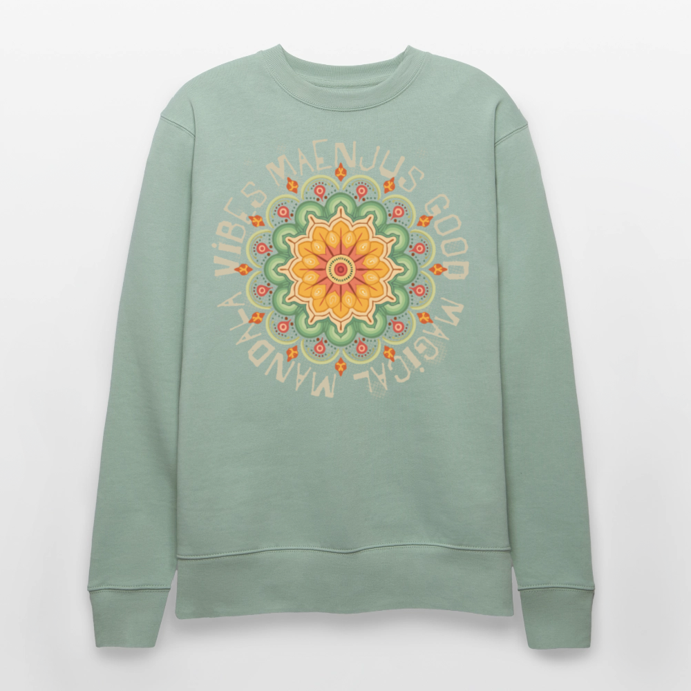 Unisex Bio-Sweatshirt mit MANDALA VIBES PRINT - Helles Graugrün