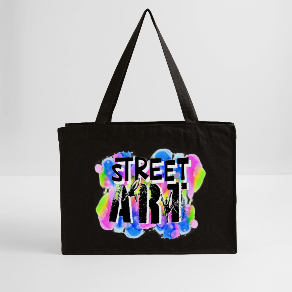Recycelter Shopping Bag mit STREET ART PRINT - Schwarz