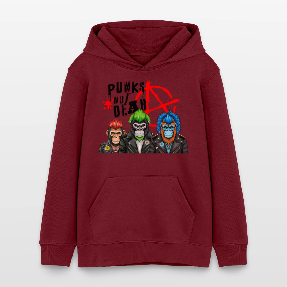 MNJS TEENS Bio-Hoodie mit PUNKS NOT DEAD PRINT - Burgunderrot