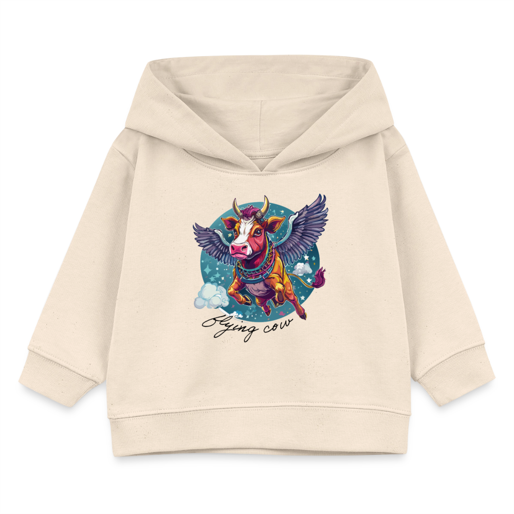 MNJS KIDS Bio Hoodie mit FLYING COW PRINT - Weißgrau