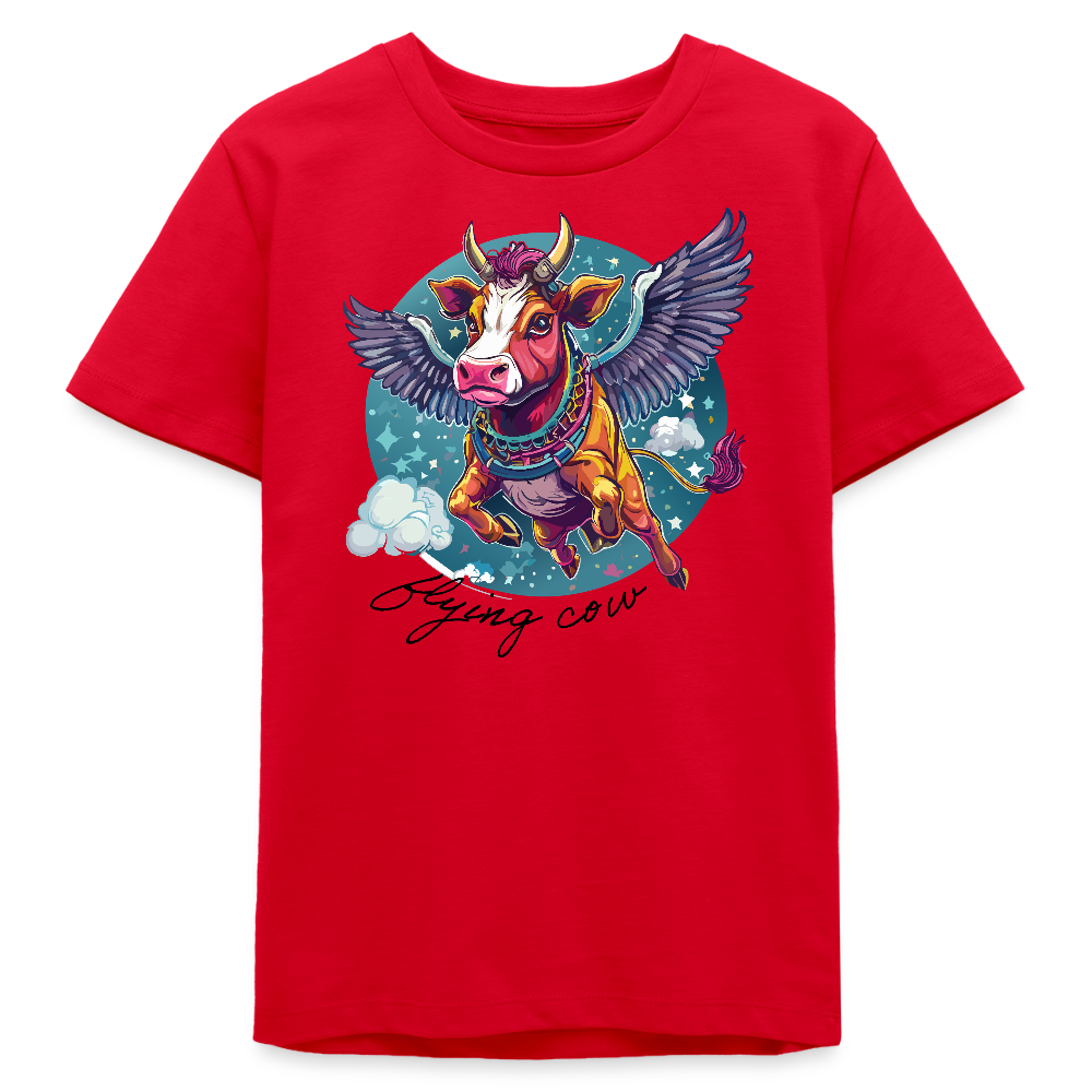 MNJS TEENS Bio T-Shirt mit FLYING COW PRINT - Rot