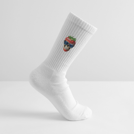 Tennissocken mit ERDBEERSKULL Print - Weiß