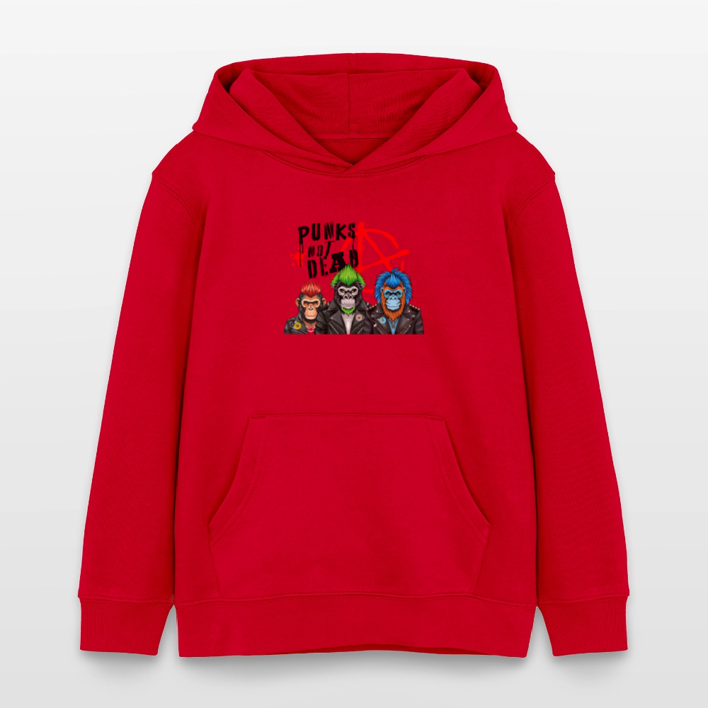 MNJS KIDS Bio-Hoodie mit PUNKS NOT DEAD PRINT - Rot