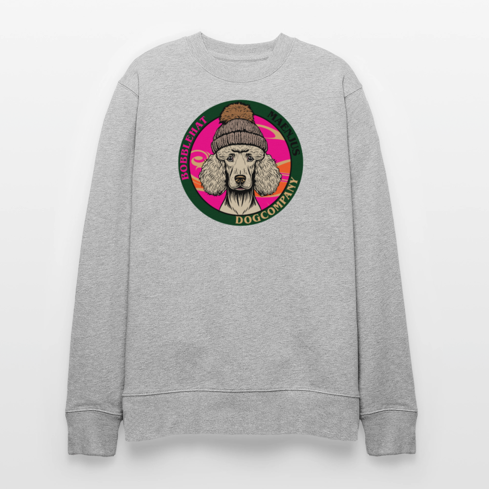 Unisex Bio-Sweatshirt mit BOBBLEHAT DOGCOMPANY PRINT - Grau meliert