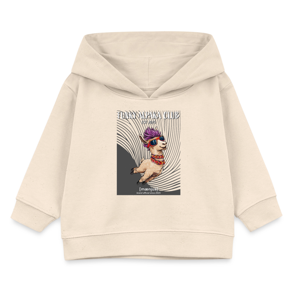 MNJS KIDS Bio Hoodie mit FUNKY ALPAKA CLUB PRINT - Weißgrau