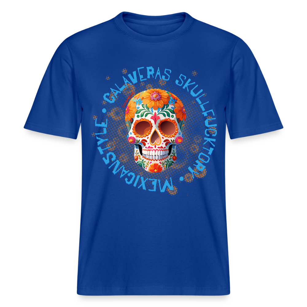 Relaxed Fit Unisex Bio-T-Shirt mit CALAVERAS MEXICANSTYLE PRINT Vorderseite - Dunkelblau