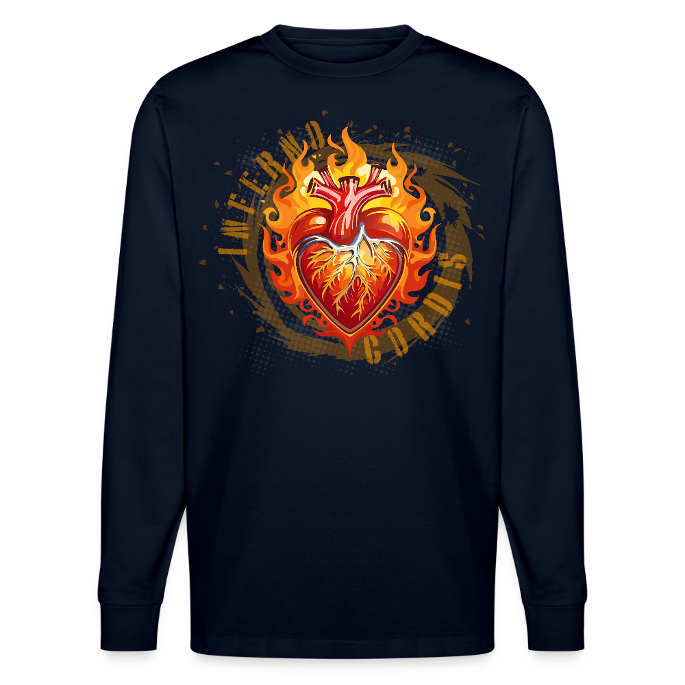 Unisex Bio-Langarmshirt mit FEUERHERZ PRINT - Navy