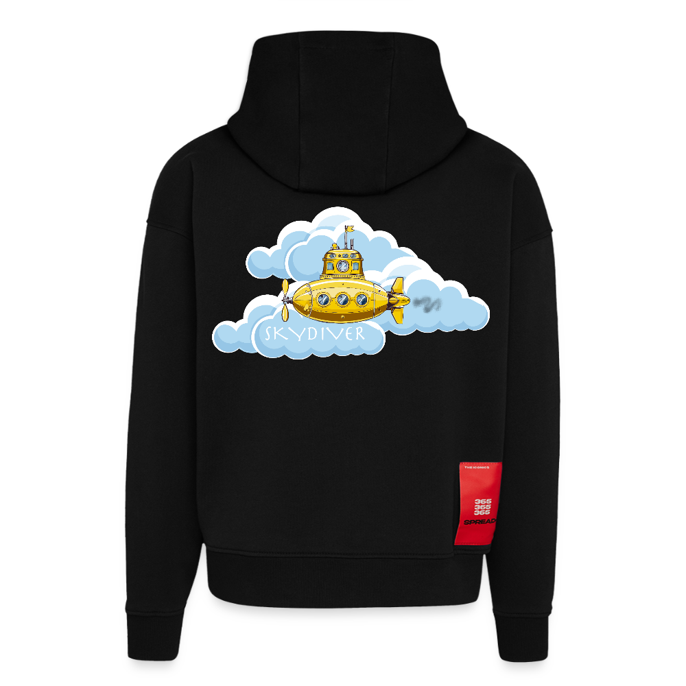 Heavyweight Oversized Organic Hoodie mit SKYDIVER PRINT - SOLID BLACK