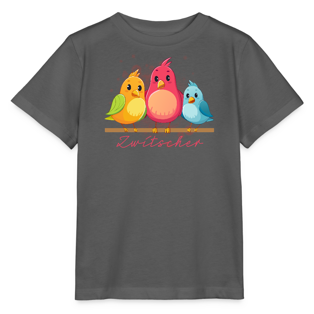 Kinder T-Shirt MINI mit Zwitschergäng Print - Anthrazit