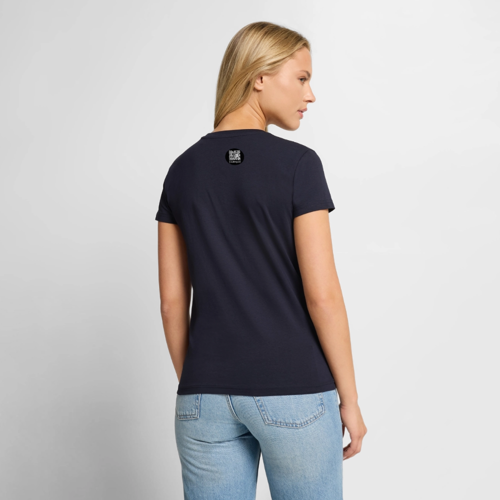Frauen Bio-T-Shirt mit V-Ausschnitt mit KEEP CALM PRINT - Navy