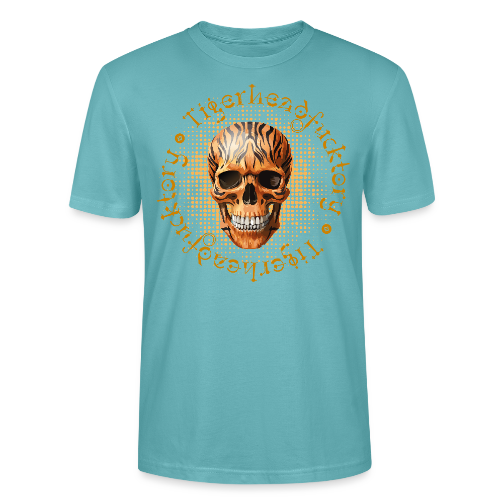 Unisex T-Shirt mit TIGERHEAD SKULL PRINT Vorderseite - Pastelltürkis
