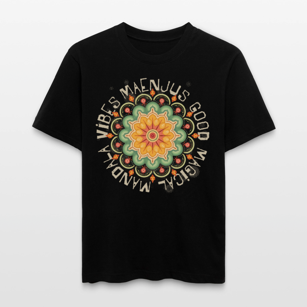 Unisex Bio-T-Shirt mit MANDALA VIBES PRINT - Schwarz