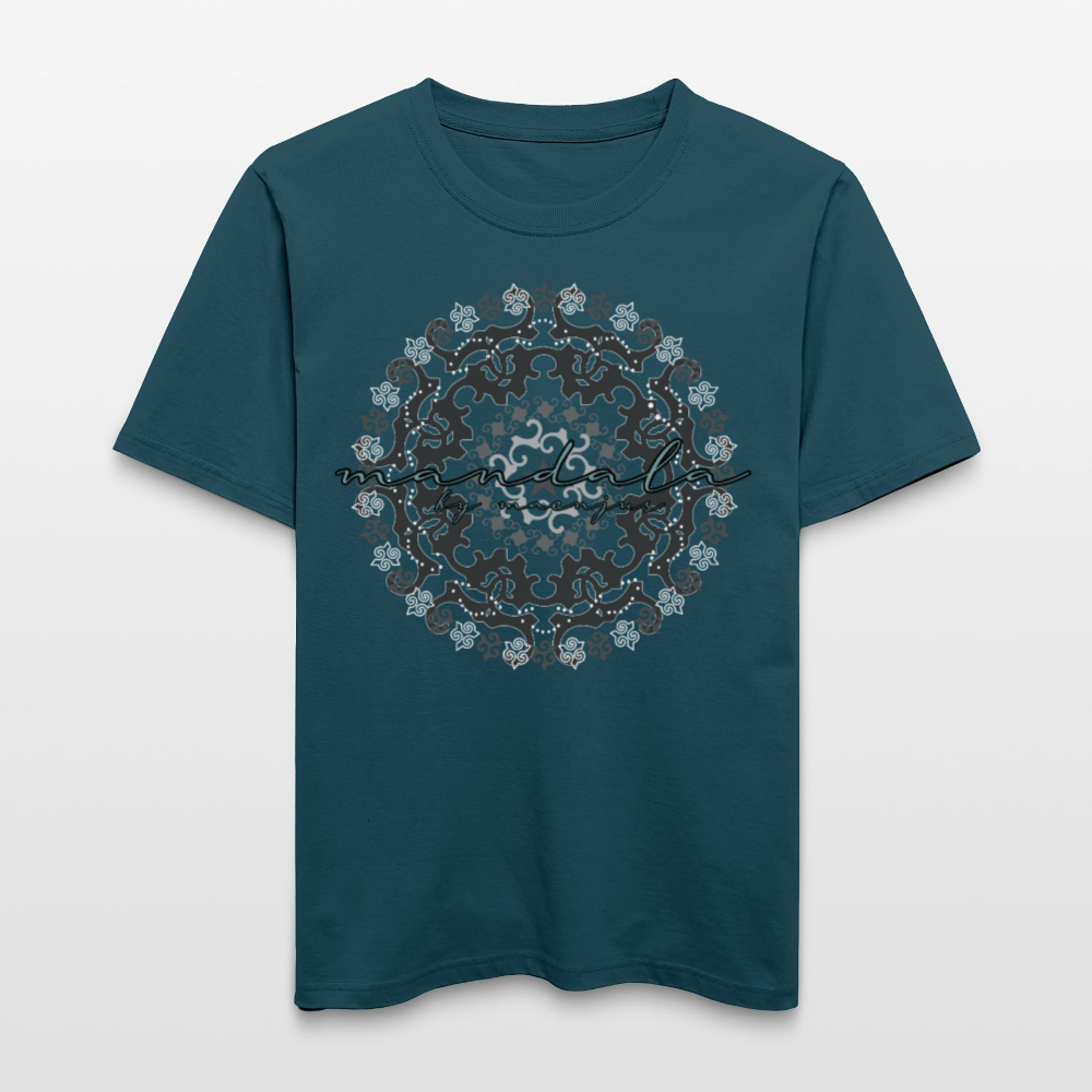Unisex Bio-T-Shirt mit BLACK MANDALA PRINT - Dunkles Petrol