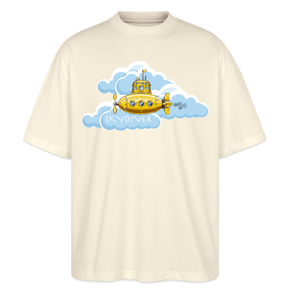 Oversized Unisex Bio T-Shirt mit SKYDIVER PRINT - Weißgrau