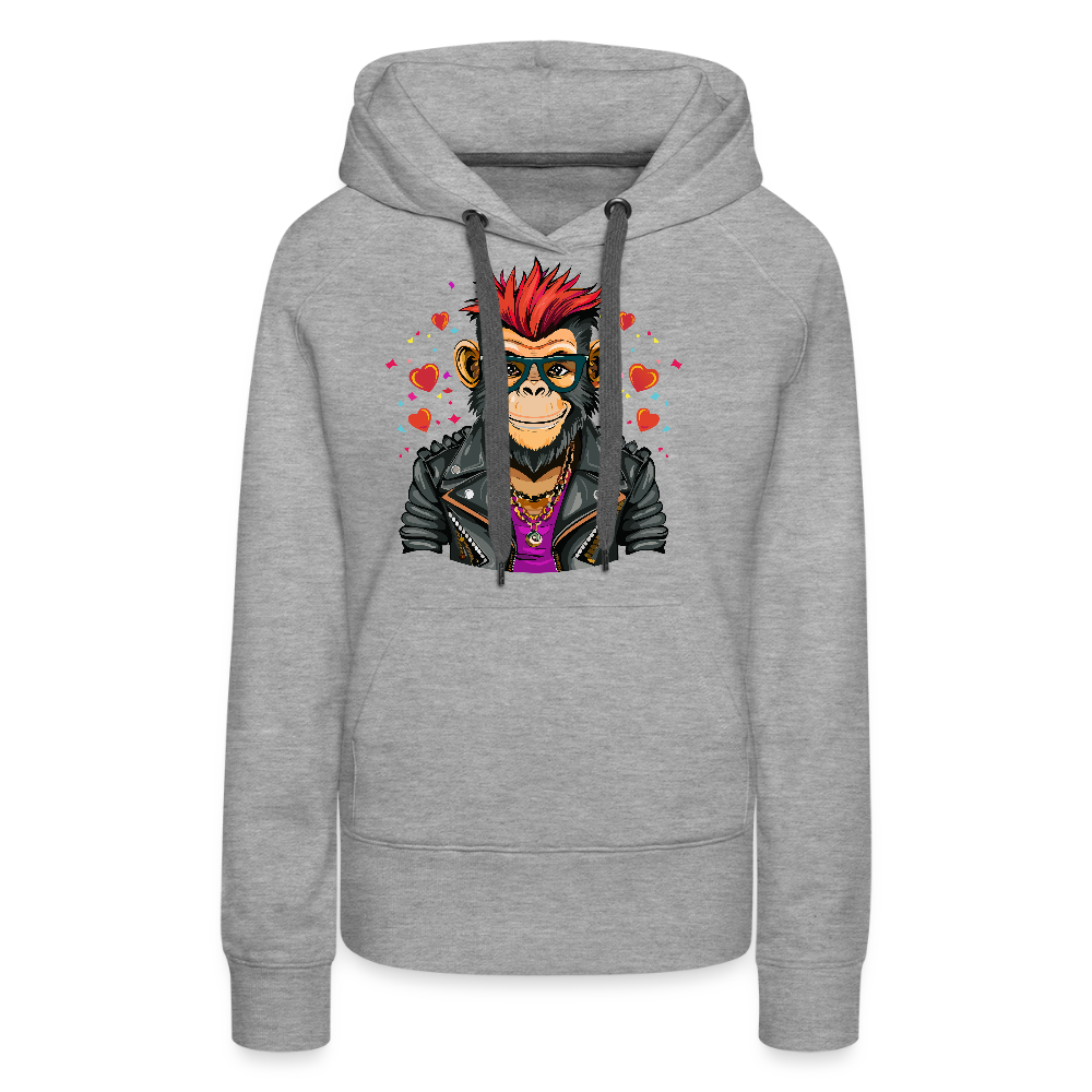 Frauen Premium Hoodie mit MONKEY IN LOVE PRINT - Grau meliert