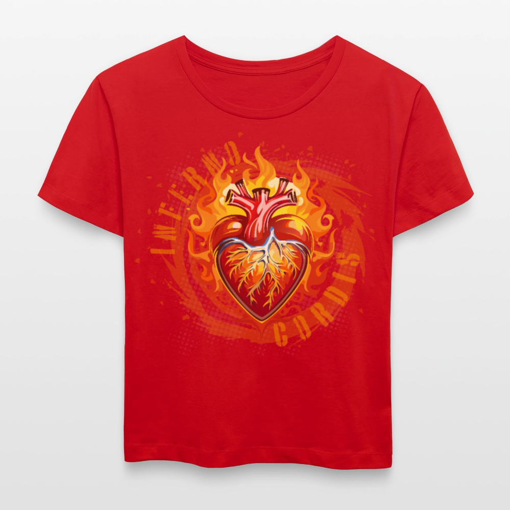 Frauen T-Shirt mit FEUERHERZ ORANGE PRINT - Rot