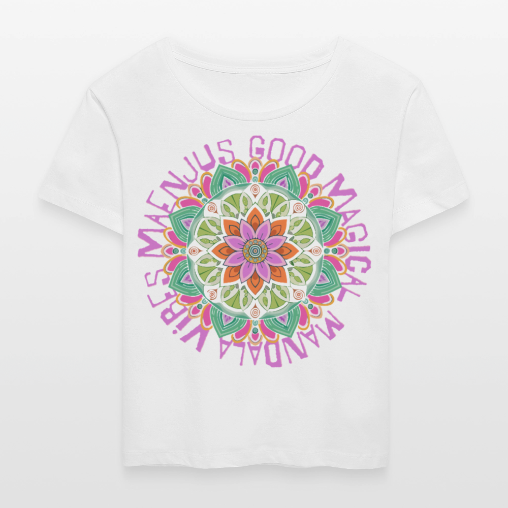 Rundhals Frauen Bio-T-Shirt mit Mandala Vibes PRINT - Weiß
