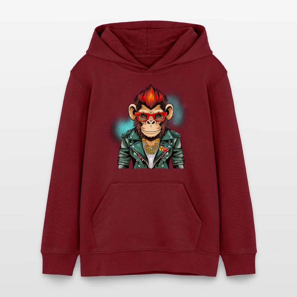 MNJS TEENS Bio-Hoodie mit MONKEY PRINT - Burgunderrot