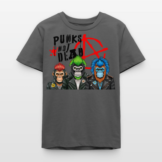MNJS TEENS Bio T-Shirt mit PUNKS NOT DEAD PRINT - Anthrazit