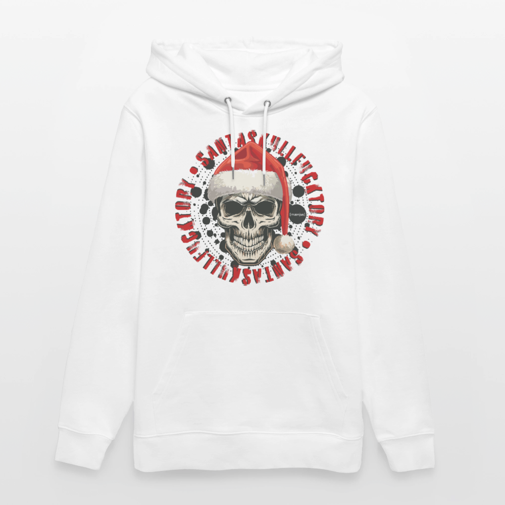 Unisex Bio-Hoodie mit SANTASKULL FUCKTORY PRINT - Weiß