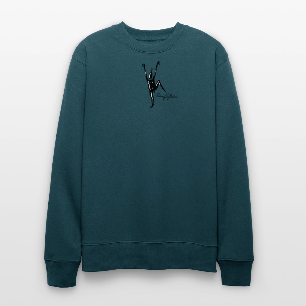Unisex Bio-Sweatshirt mit TUSCHEMÄNNCHEN PRINT - Dunkles Petrol
