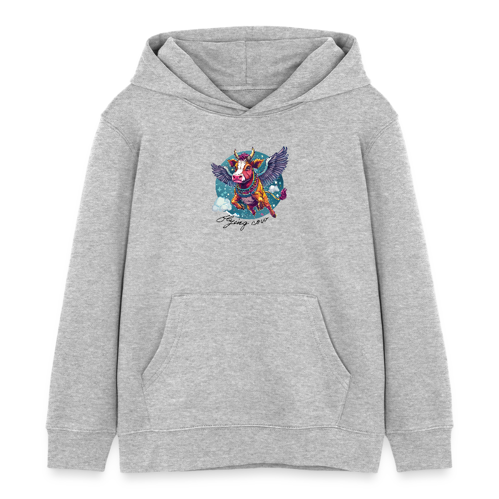 MNJS KIDS Bio-Hoodie mit FLYING COW PRINT - Grau meliert