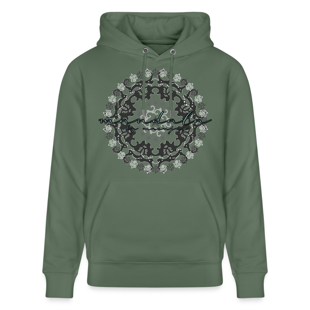 Unisex Bio-Hoodie mit BLACK MANDALA PRINT - Tanngrün