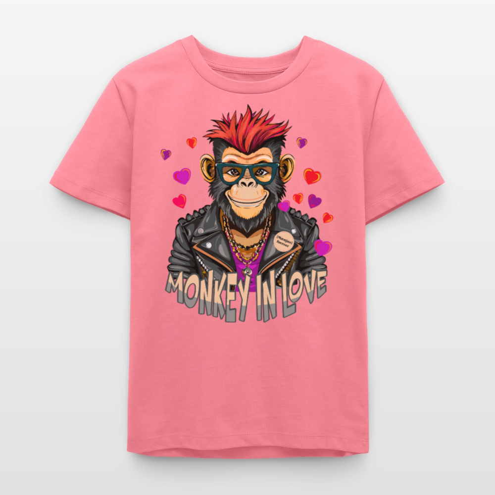 MNJS TEENS Bio T-Shirt mit MONKEY IN LOVE PRINT - Pink 