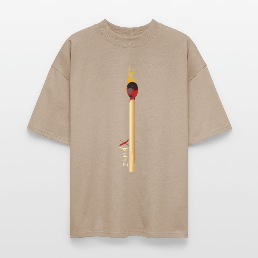 Oversized Unisex T-Shirt mit ZÜNDX PRINT - Steingrau
