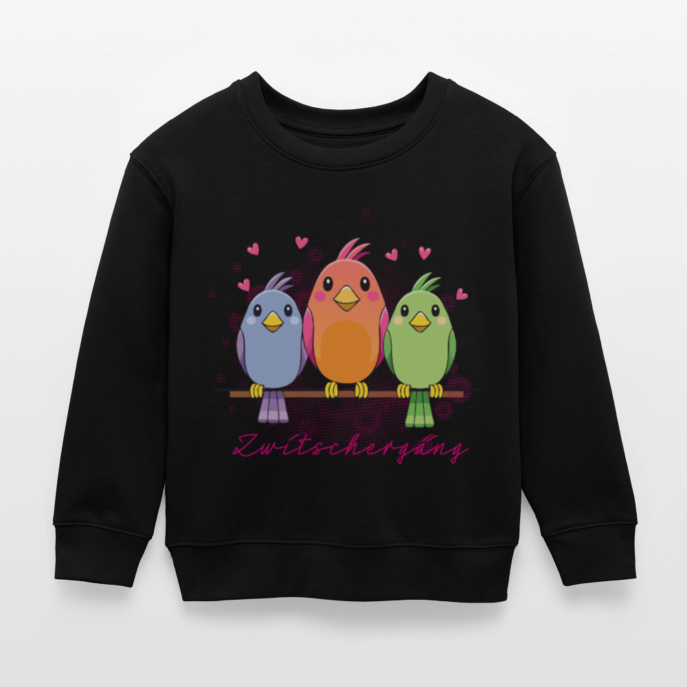 MNJS KIDS Mini Changer Bio Sweatshirt mit ZWITSCHERGÄNG PRINT - Schwarz