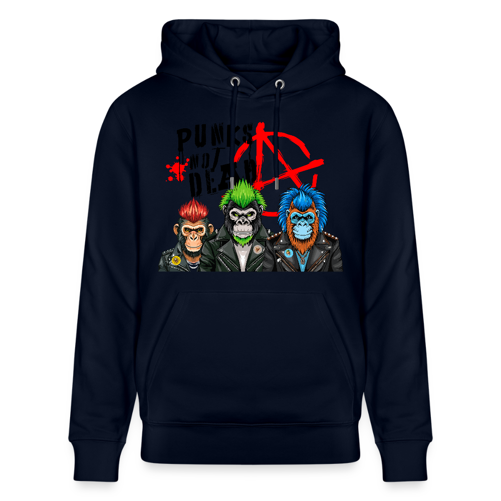 Unisex Hoodie mit PUNKS NOT DEAD PRINT - Navy