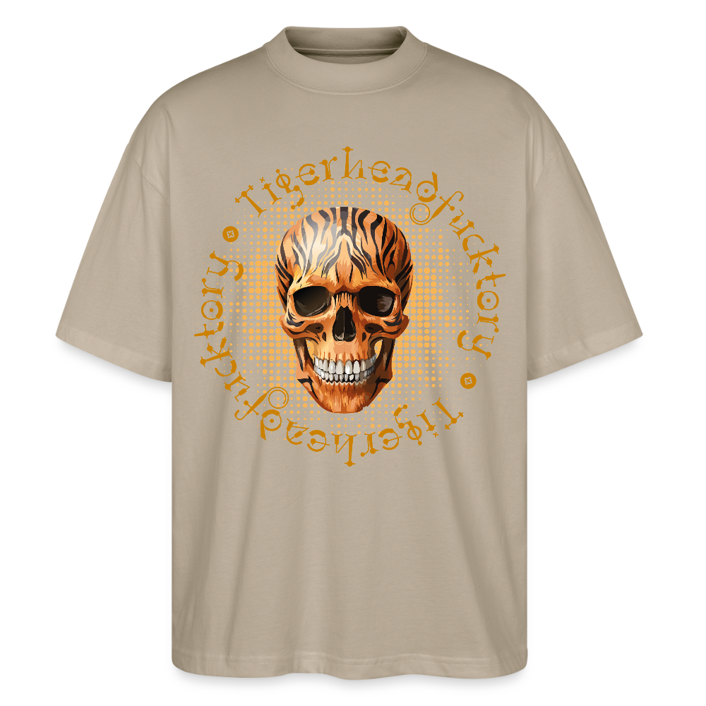 Oversized Unisex T-Shirt mit TIGERHEAD SKULL PRINT - Steingrau