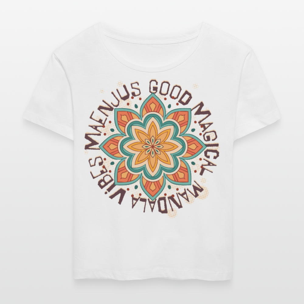 Rundhals Frauen Bio-T-Shirt mit Mandala Vibes PRINT - Weiß
