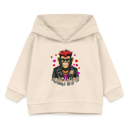 MNJS KIDS Bio Hoodie mit MONKEY IN LOVE PRINT - Weißgrau