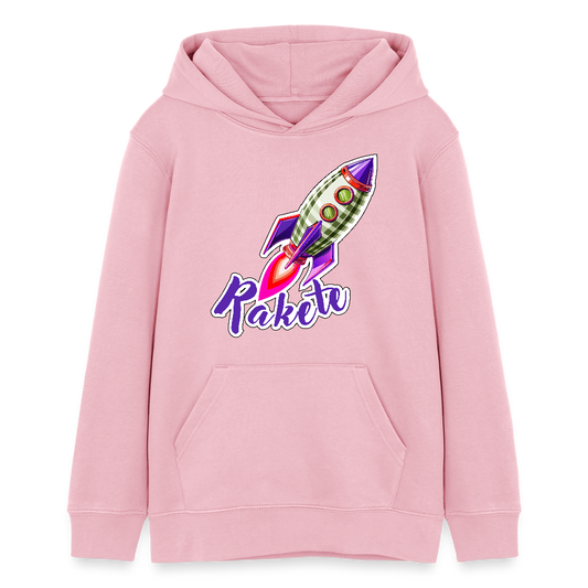 Teens Bio-Hoodie mit RAKETE PRINT - Hellrosa