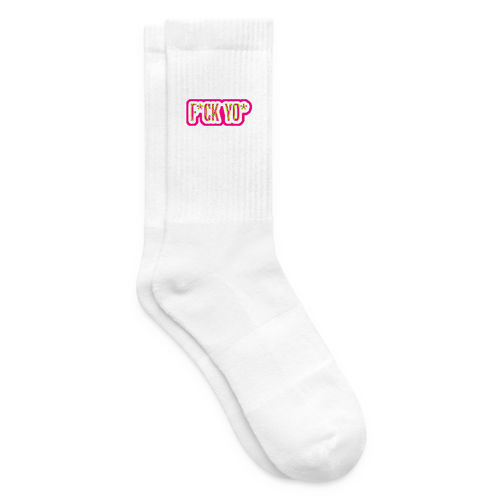 Tennissocken mit F*CK YO* Print - Weiß